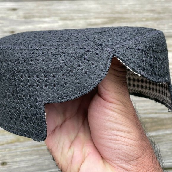 Sindhi Men Hat Round Front Cut Traditional Embroidery Black Cap Topi Hat New - Picture 2 of 11